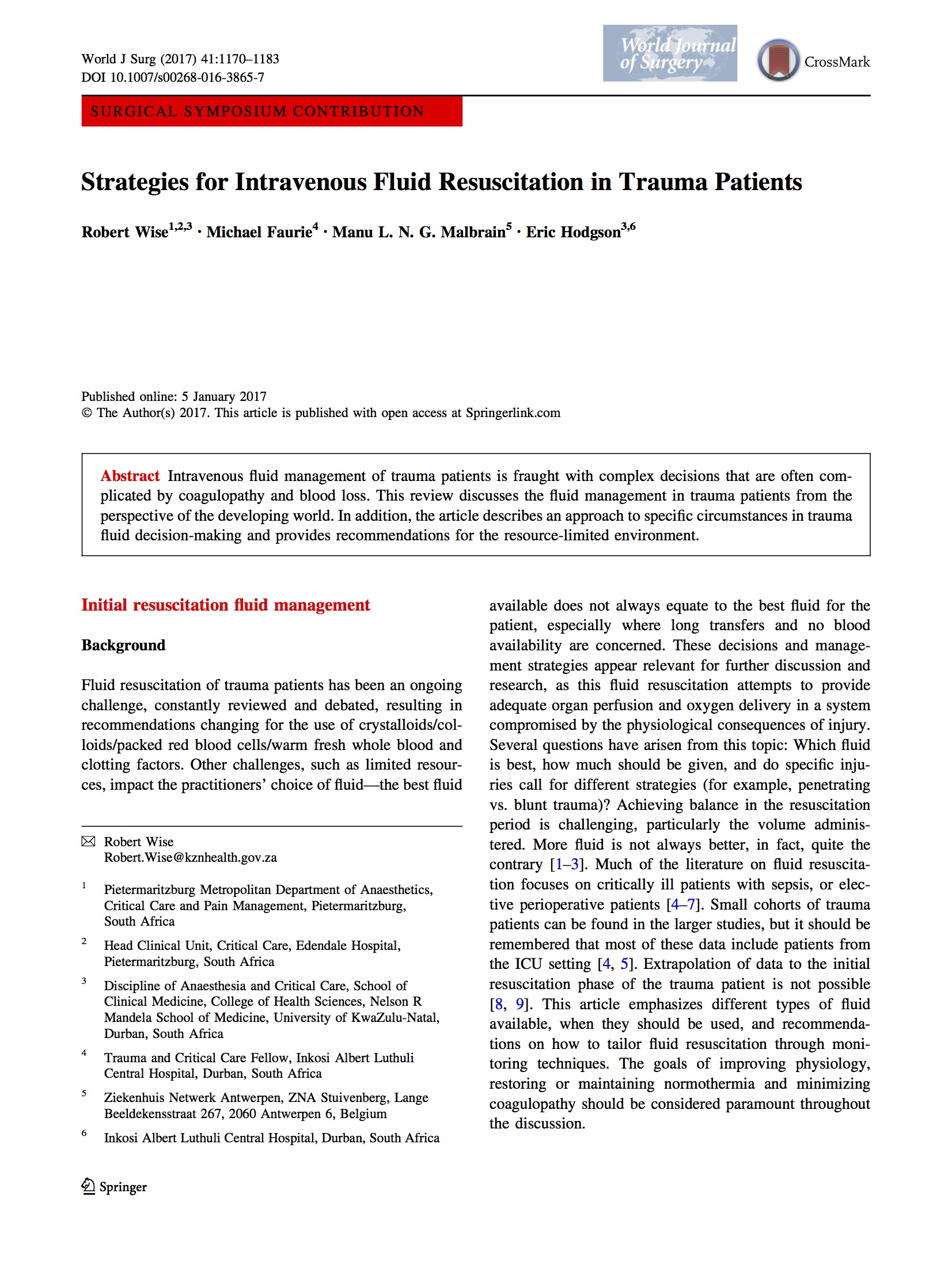 iFA research trauma cover page