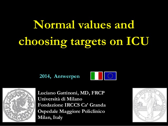 Normal values and choosing targets on ICU