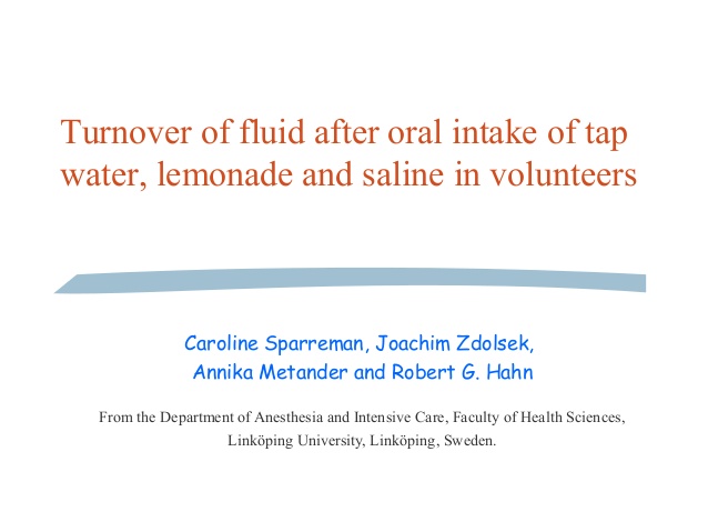 Turnover of fluid after oral intake of tap water, lemonade and saline in volunteers