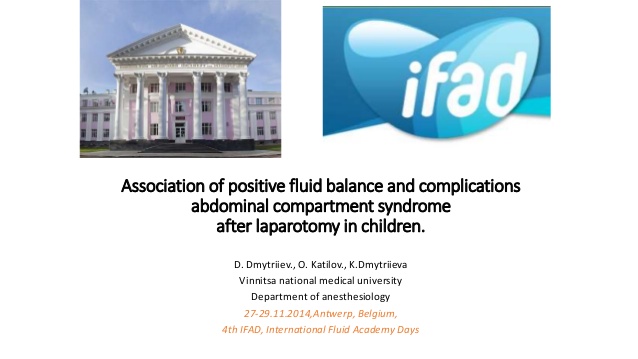 Association of positive fluid balance and complications abdominal compartment syndrome after laparotomy in children.