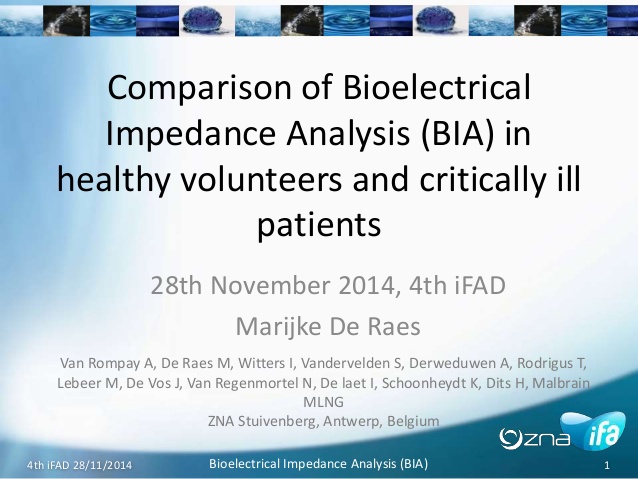 Comparison of Bioelectrical Impedance Analysis (BIA) in healthy volunteers and.