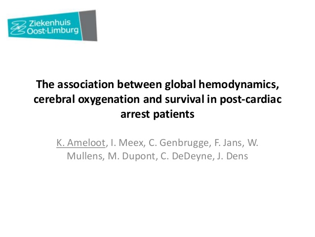 The association between global hemodynamics, cerebral oxygenation and survival in post-cardiac arrest patients